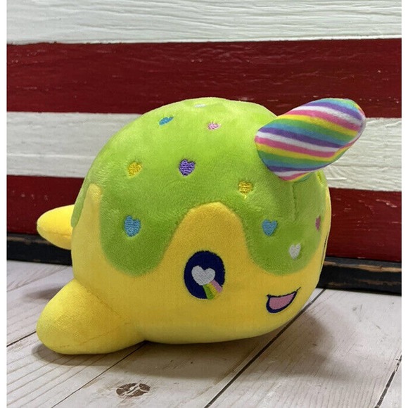 Lot of 2 Tasty Peach Studios Pastel Lollipop NOMWHAL 9” Narwhal Whale Plush 2021 - Picture 5 of 16